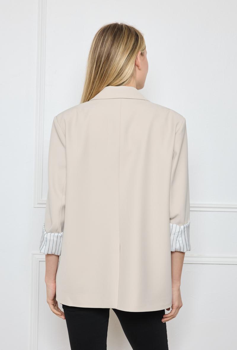 GG1018 Beige Oversized Blazer