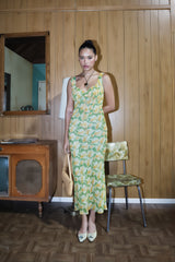 DD7063 Jen Floral Chiffon Lace Up Maxi Dress