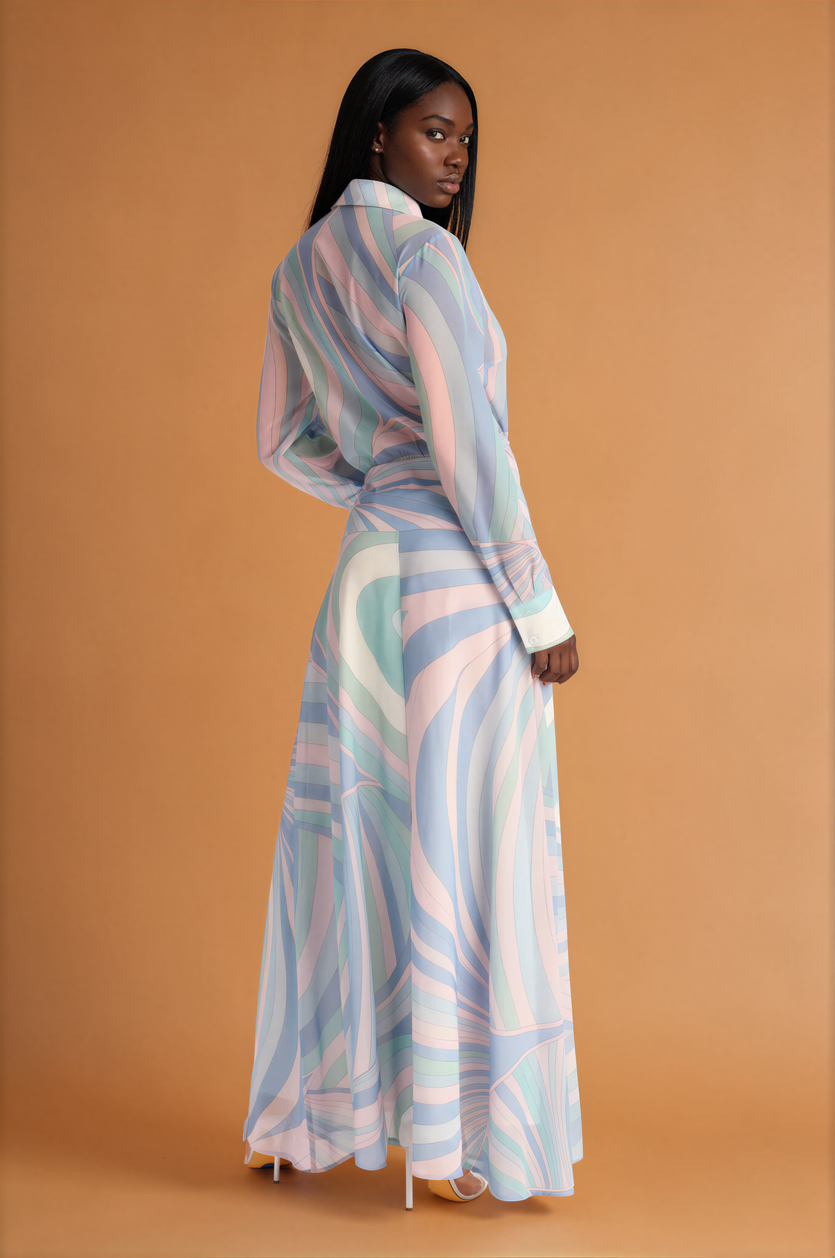 H2032 Blue Swirl Maxi Dress