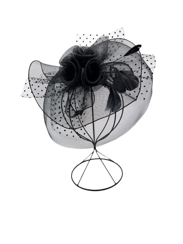 H3075 Black Dotted Fascinator