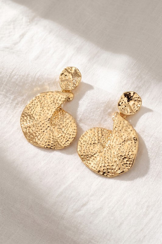 H3207 Hammered Organic Drop Earrings