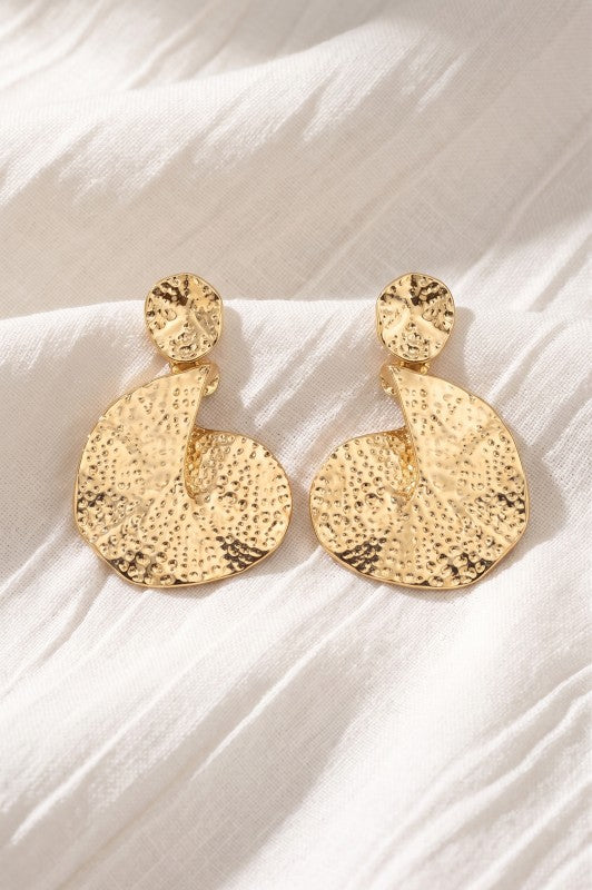 H3207 Hammered Organic Drop Earrings