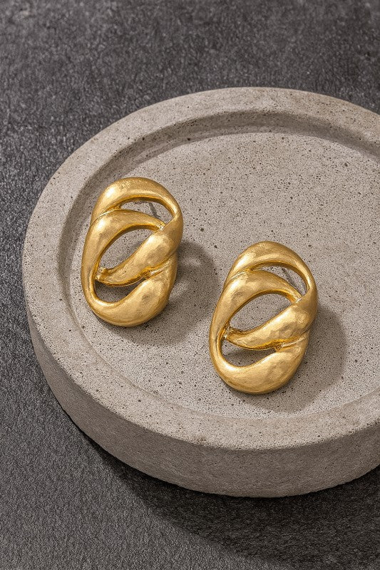 GG4152 Double Chunky Chain Link Drop Earrings