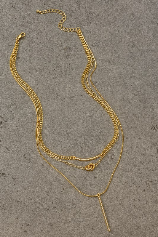 GG4139 3 Row Mixed Chain With Bar, Knot And Stick