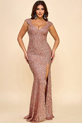 DD4081 Dusty Pink Sequin Gown