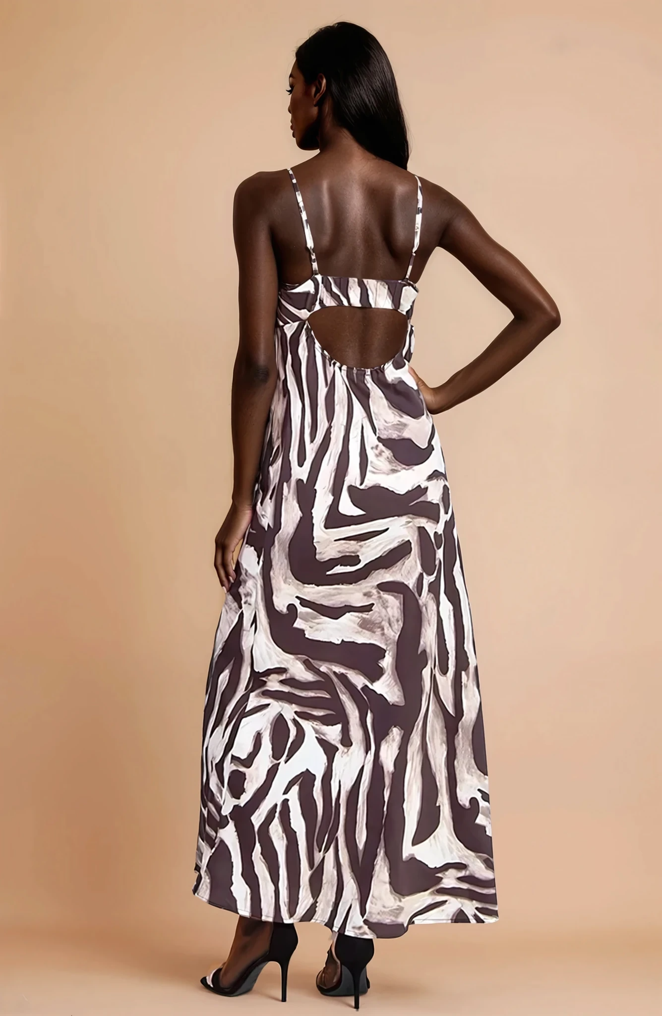 GG4030 Satin Animal Print Maxi Dress