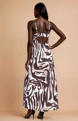 GG4030 Satin Animal Print Maxi Dress