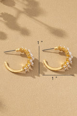 GG4144 Leafy Vine-inspired Pearl Hoop Earrings