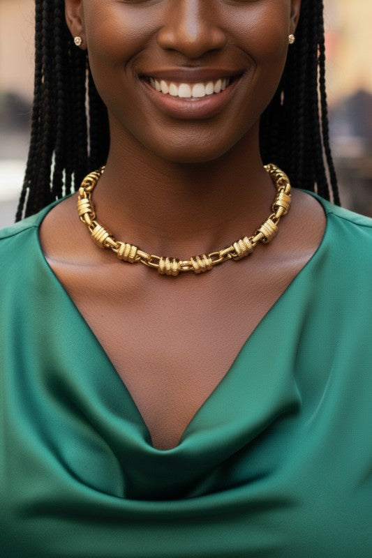 GG4136 Unique Chunky Link Chain Necklace