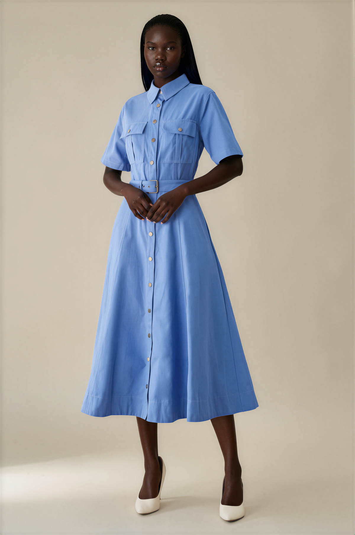 H3144 Blue Midi Dress