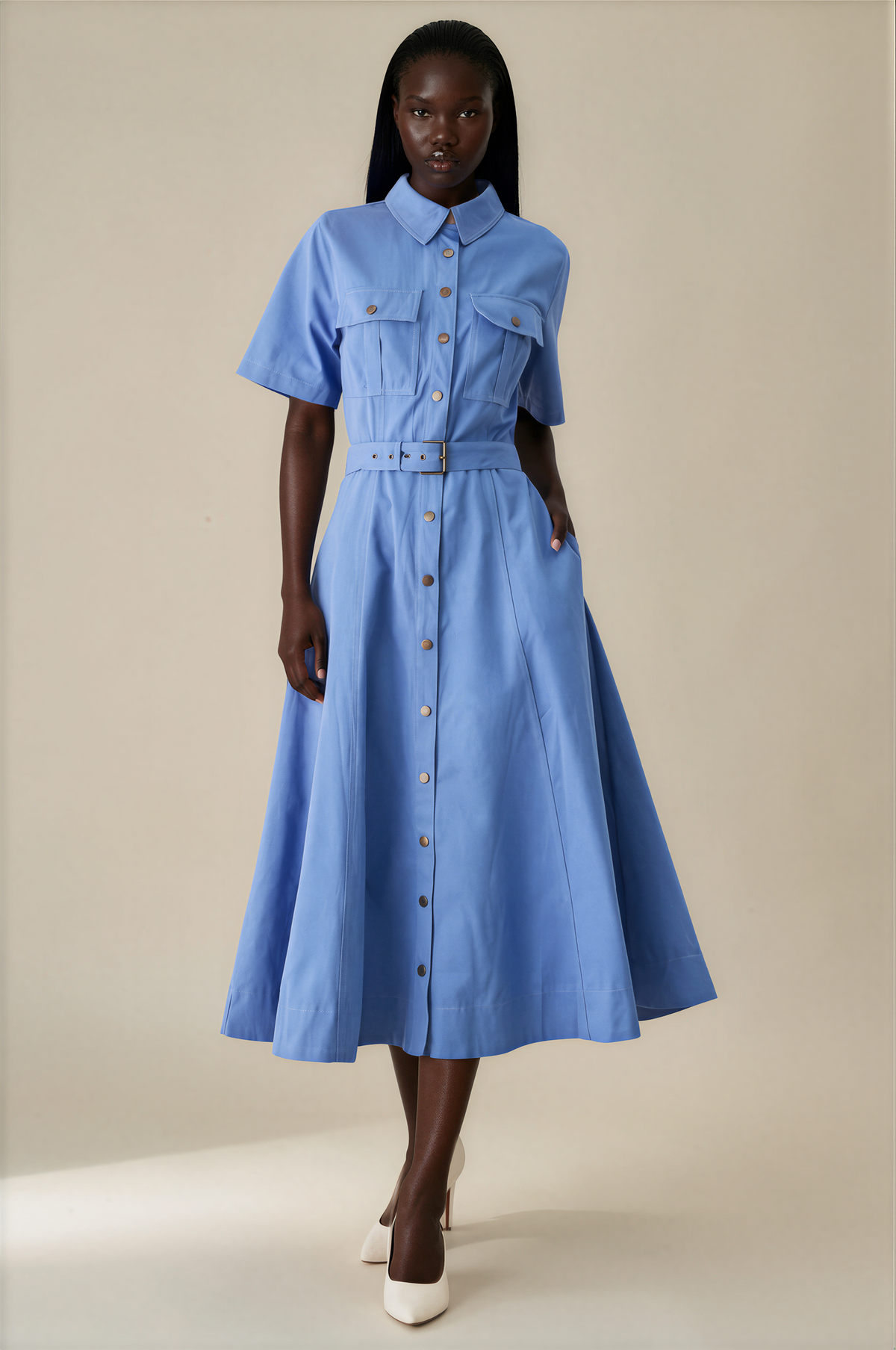 H3144 Blue Midi Dress