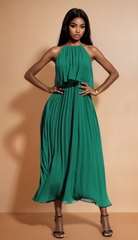 GG4120 Emerald Green Pleated Dress