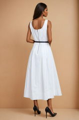 GG4114 White A-Line Midi