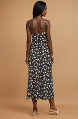 GG4062 Daisy Print Cowl Neck Midi Dress