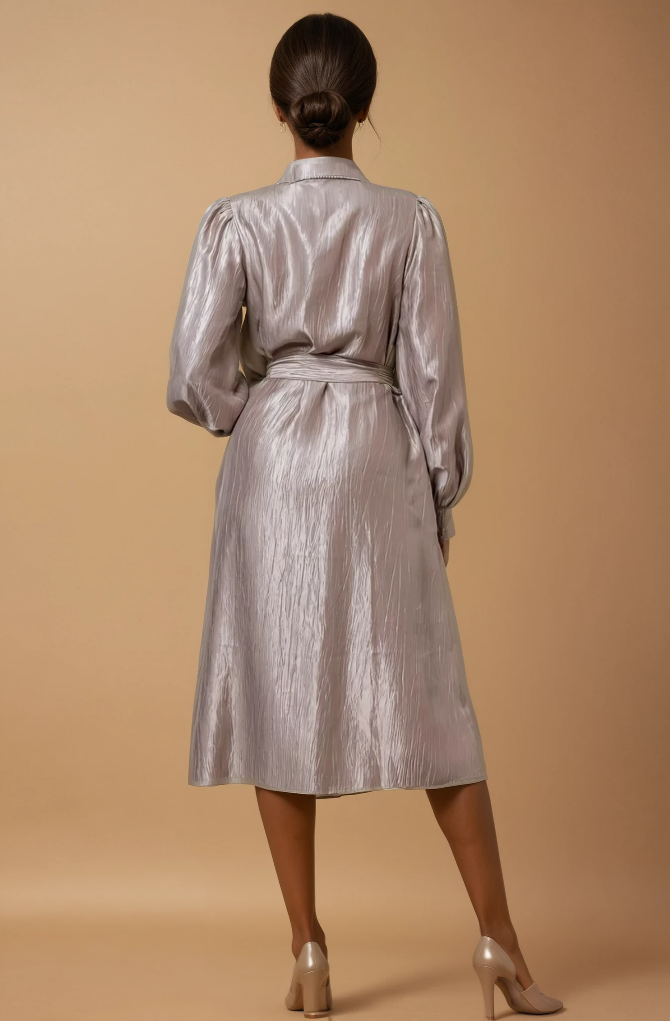 GG4005  Champagne Gold Midi Dress