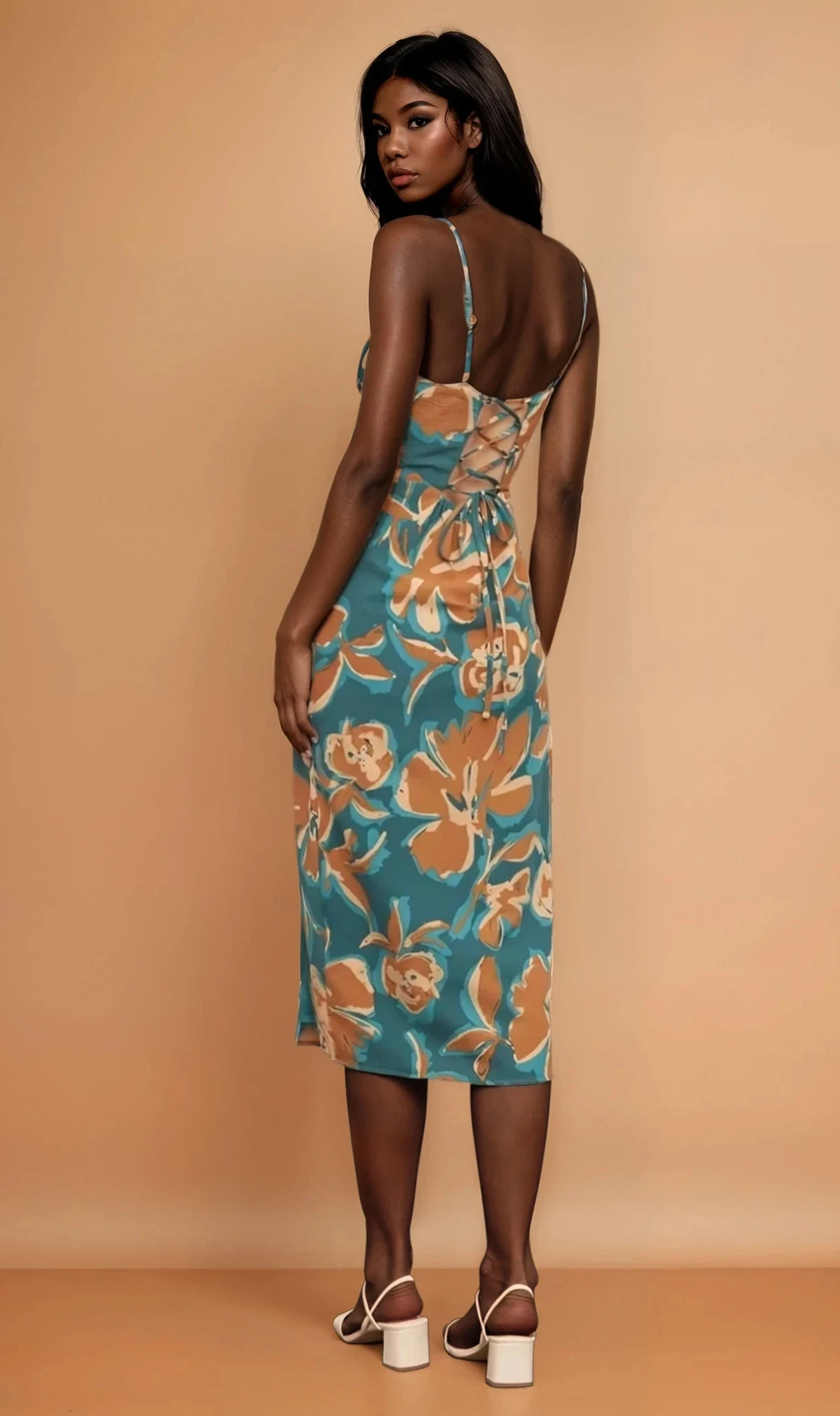 GG4025 Midi Dress With Lace-up Back