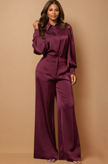 GG4010 Burgundy Solid Button Down Top