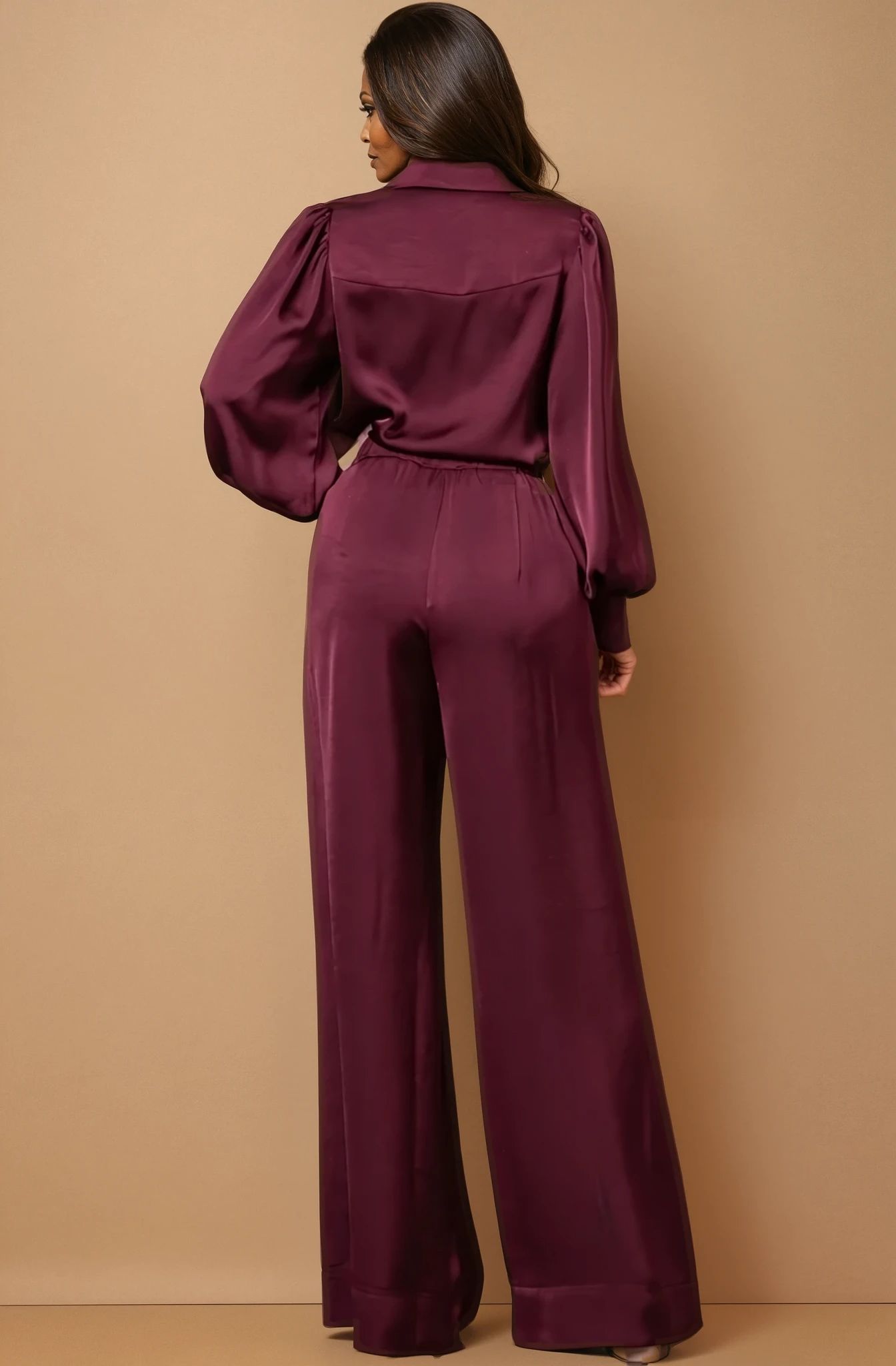 GG4010 Burgundy Solid Button Down Top