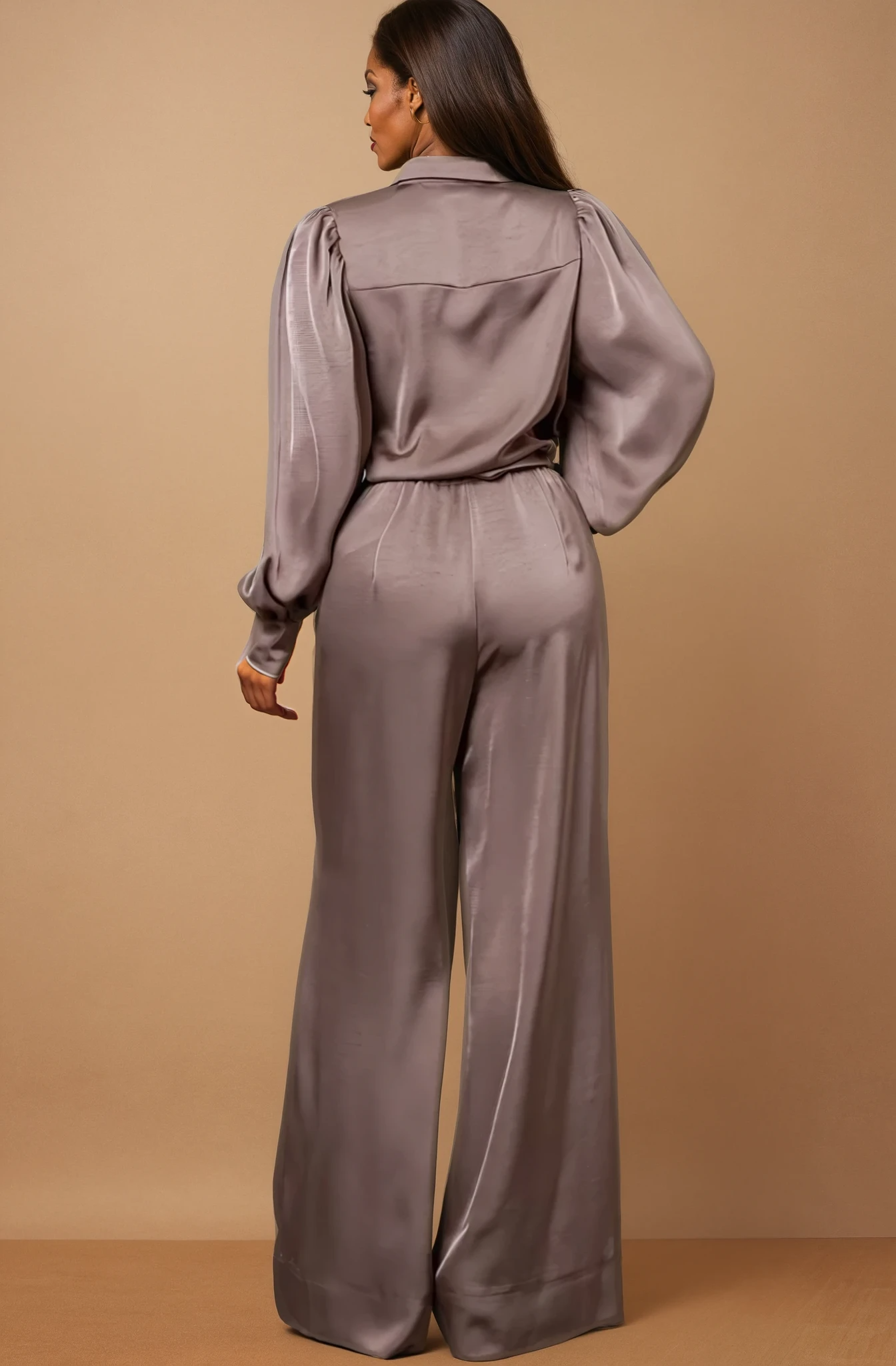 GG4012 Mocha Solid Button Down Top