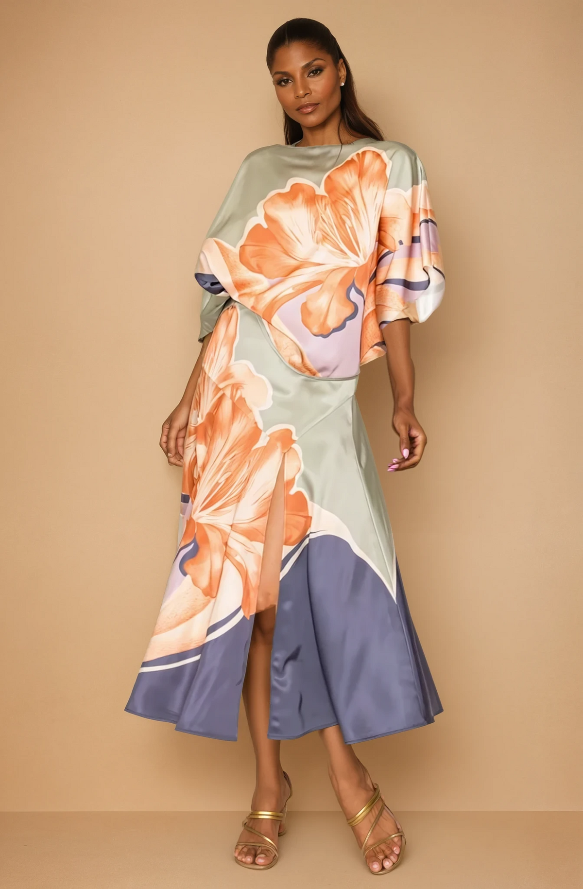 GG4129 Sage Floral Print Skirt