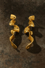GG4135 Non Tarnish Brass Abstract Spiral Drop Earrings