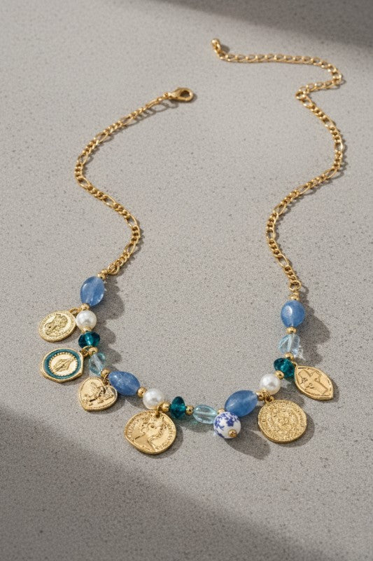 GG4142 Blue Medley Charm Necklace