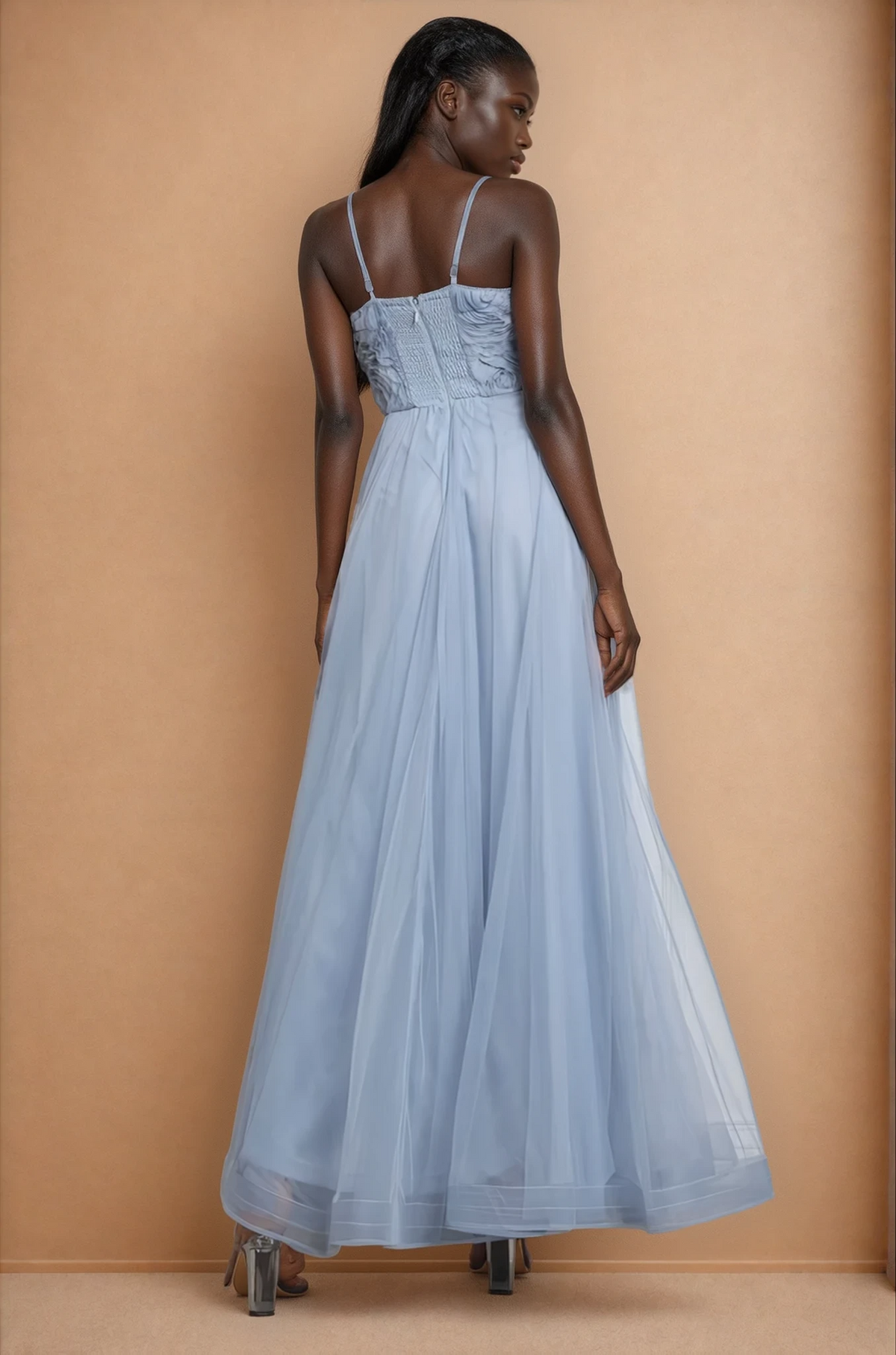 GG5106 Spaghetti Strap 3d Flower Maxi Dress