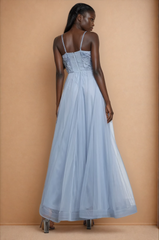 GG5106 Spaghetti Strap 3d Flower Maxi Dress