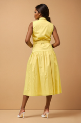 GG5109 Belted Gold Button Midi Shirt Dress