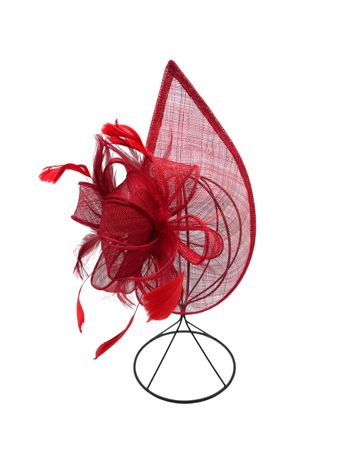 H3071 Red Netted Fascinator