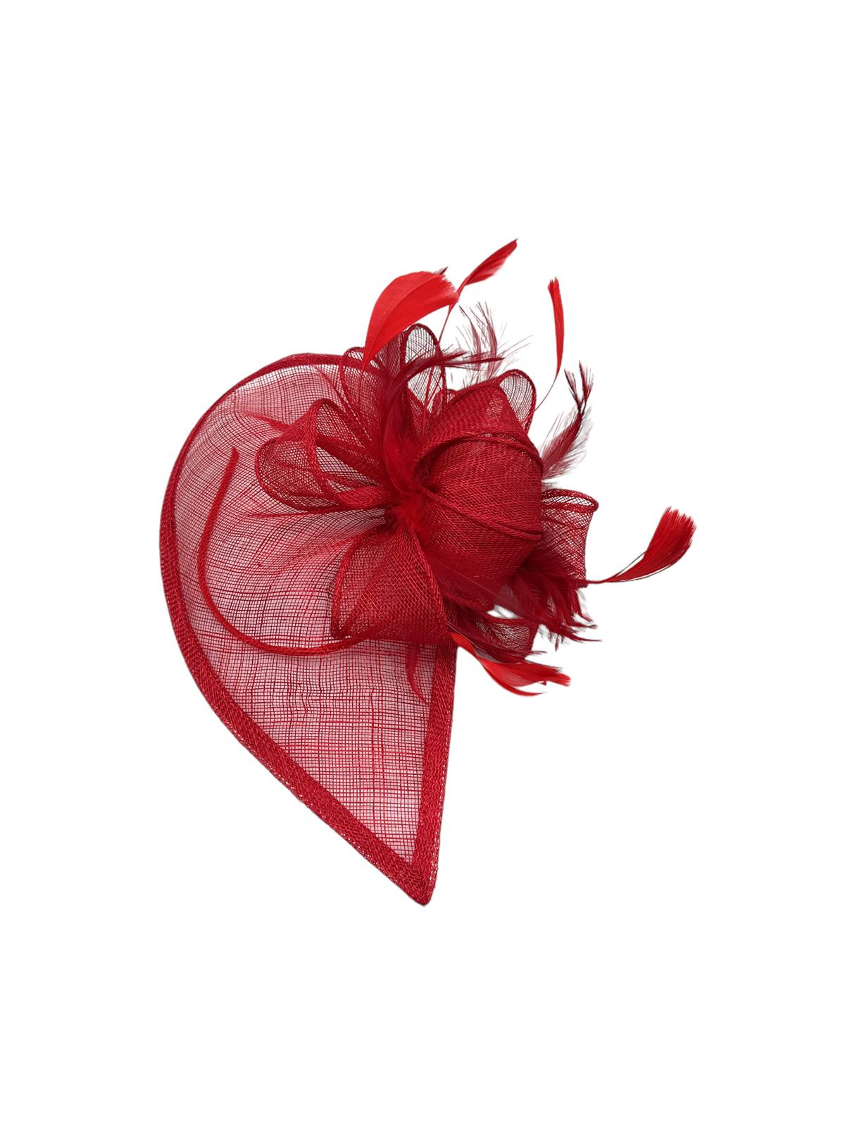 H3071 Red Netted Fascinator