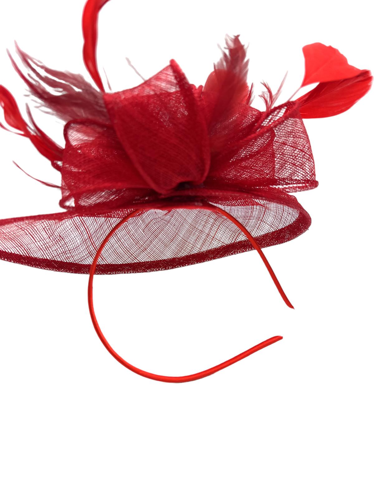 H3071 Red Netted Fascinator