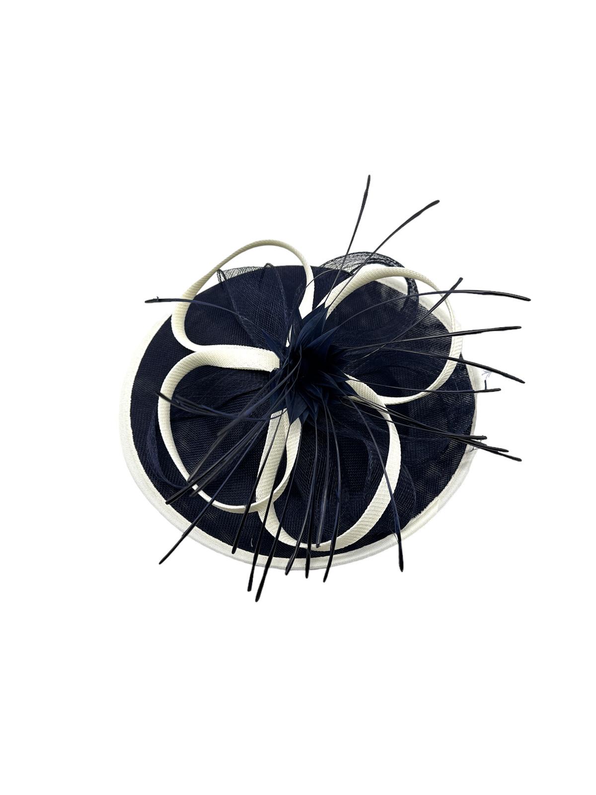 H3070 Black & White Fascinator