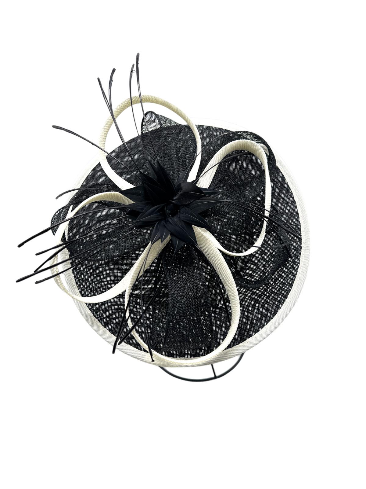 H3070 Black & White Fascinator