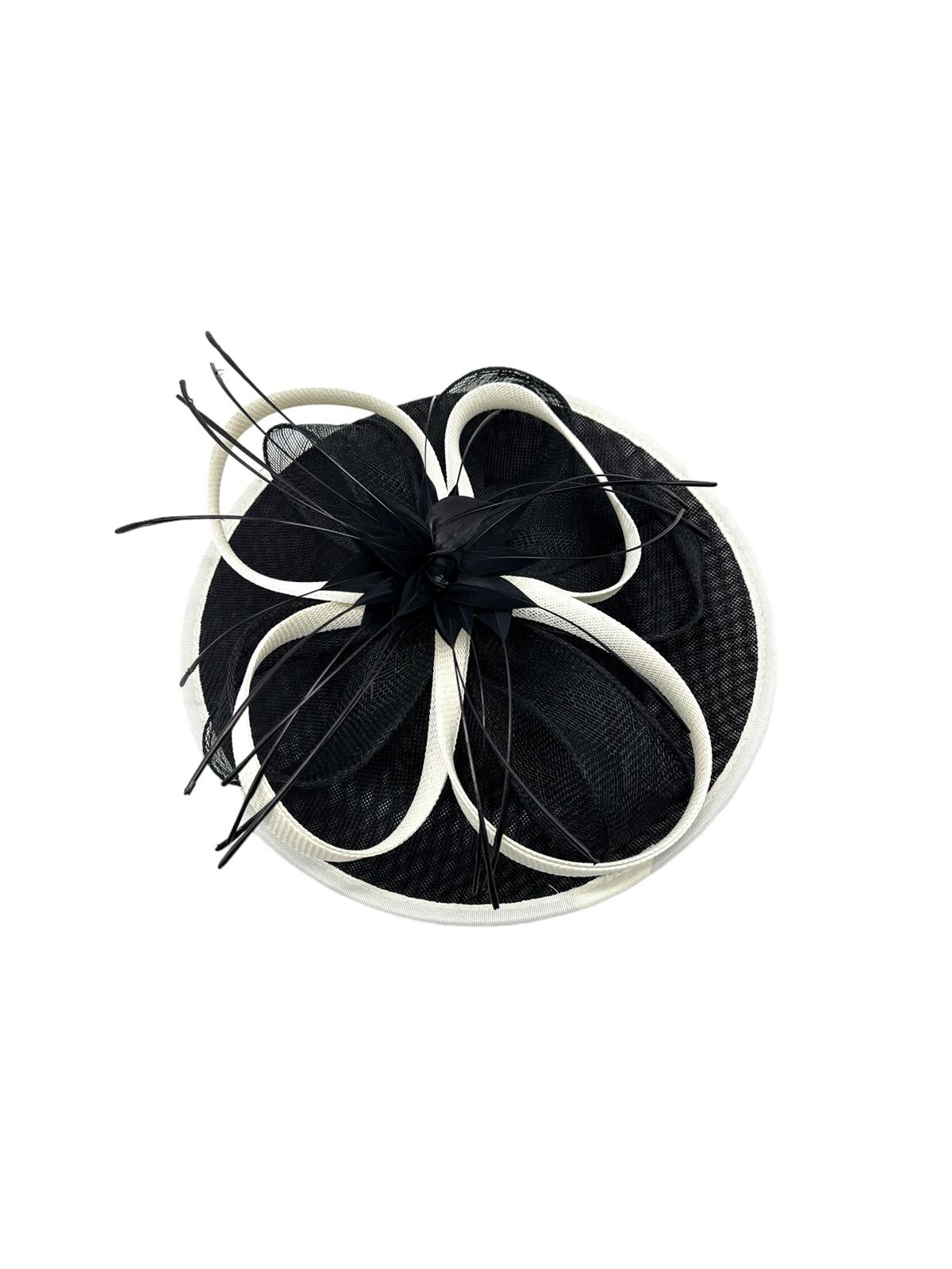 H3070 Black & White Fascinator