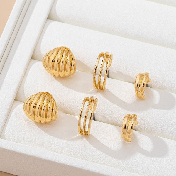H3217 3 Set Earrings Shell Detail