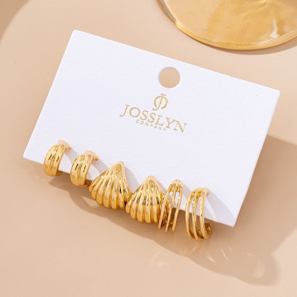 H3217 3 Set Earrings Shell Detail