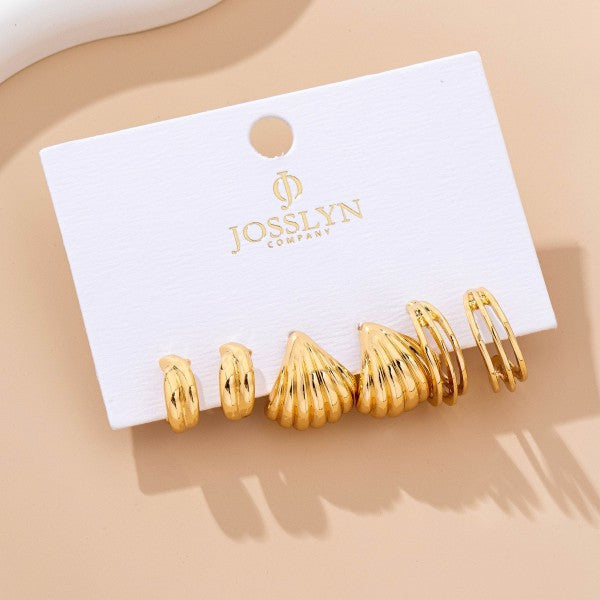 H3217 3 Set Earrings Shell Detail