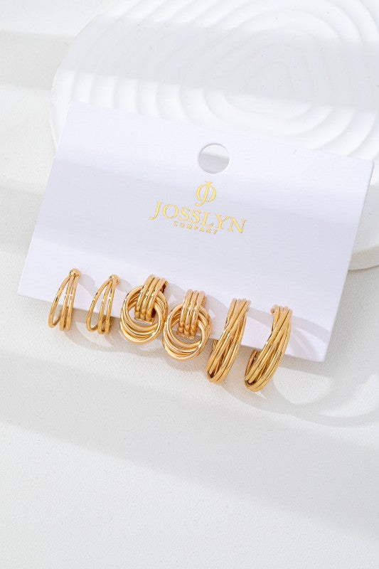 H3193 Curated Multi-line Hoop Earring Set