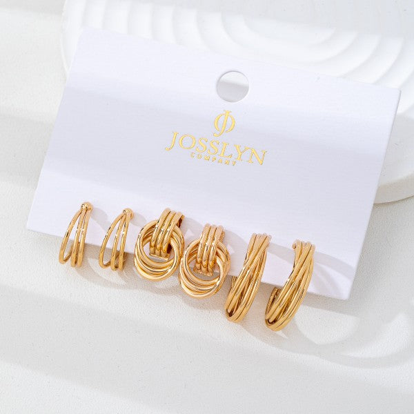 H3193 Curated Multi-line Hoop Earring Set