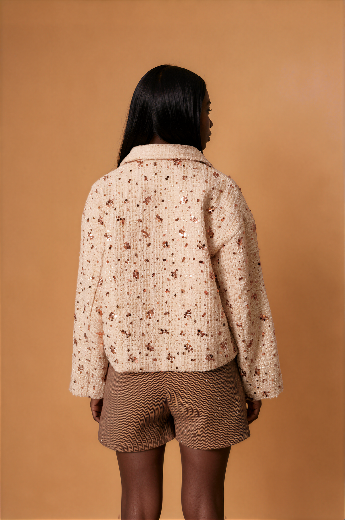H1018 Beige Sequin Jacket