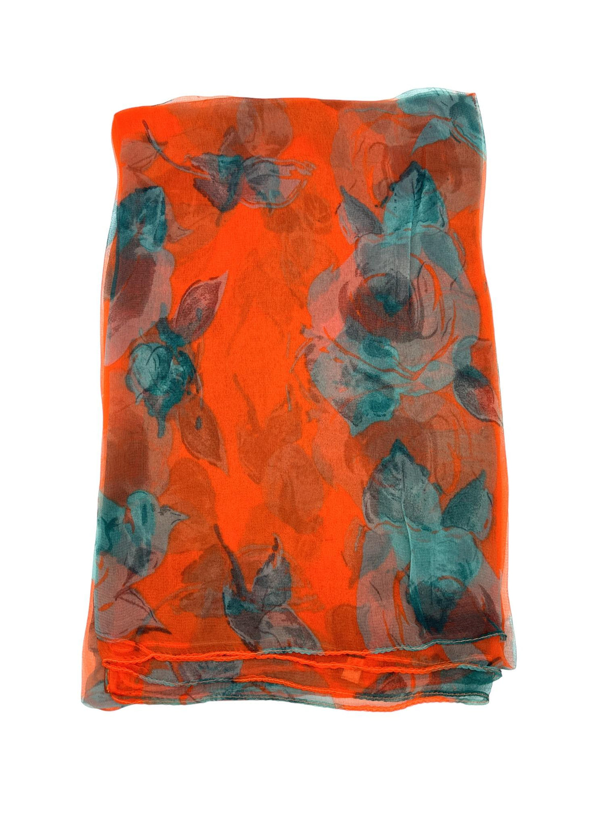 H3077 Orange & Green Chiffon Scarf
