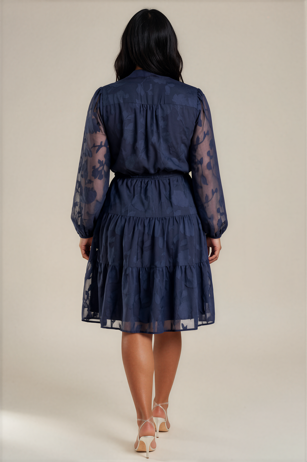 H3141 Navy Chiffon Mini Dress