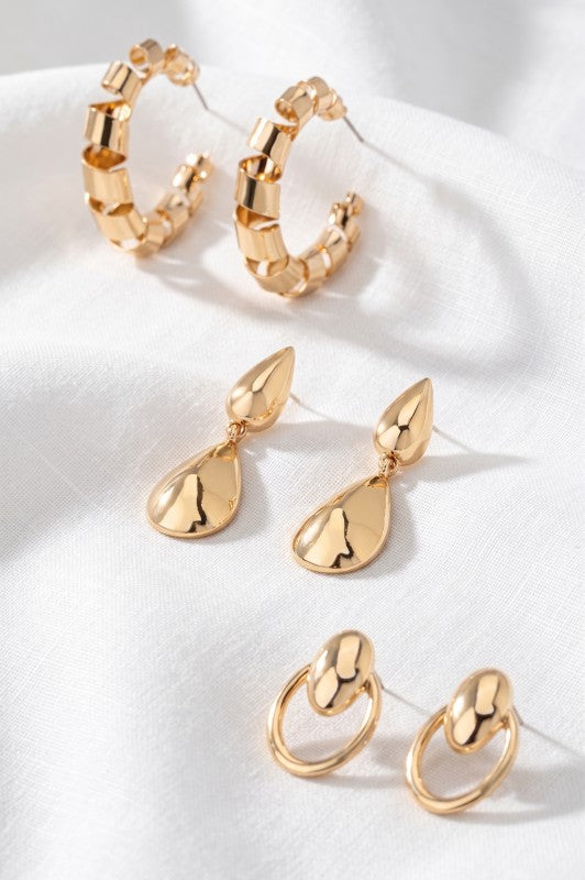 H3209 Trio Earrings In Multiple Shapes