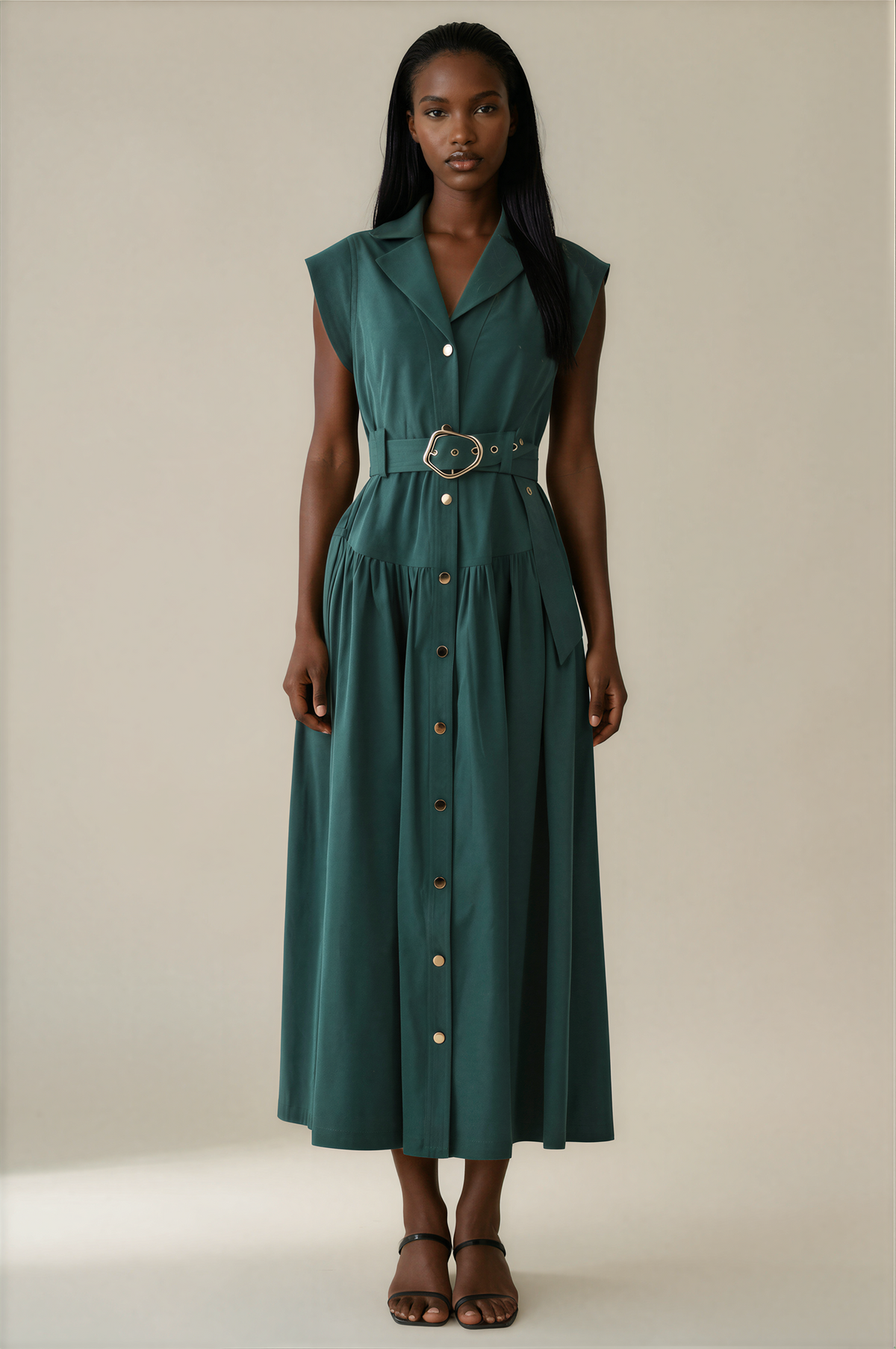 H3149 Hunter Green Midi Dress