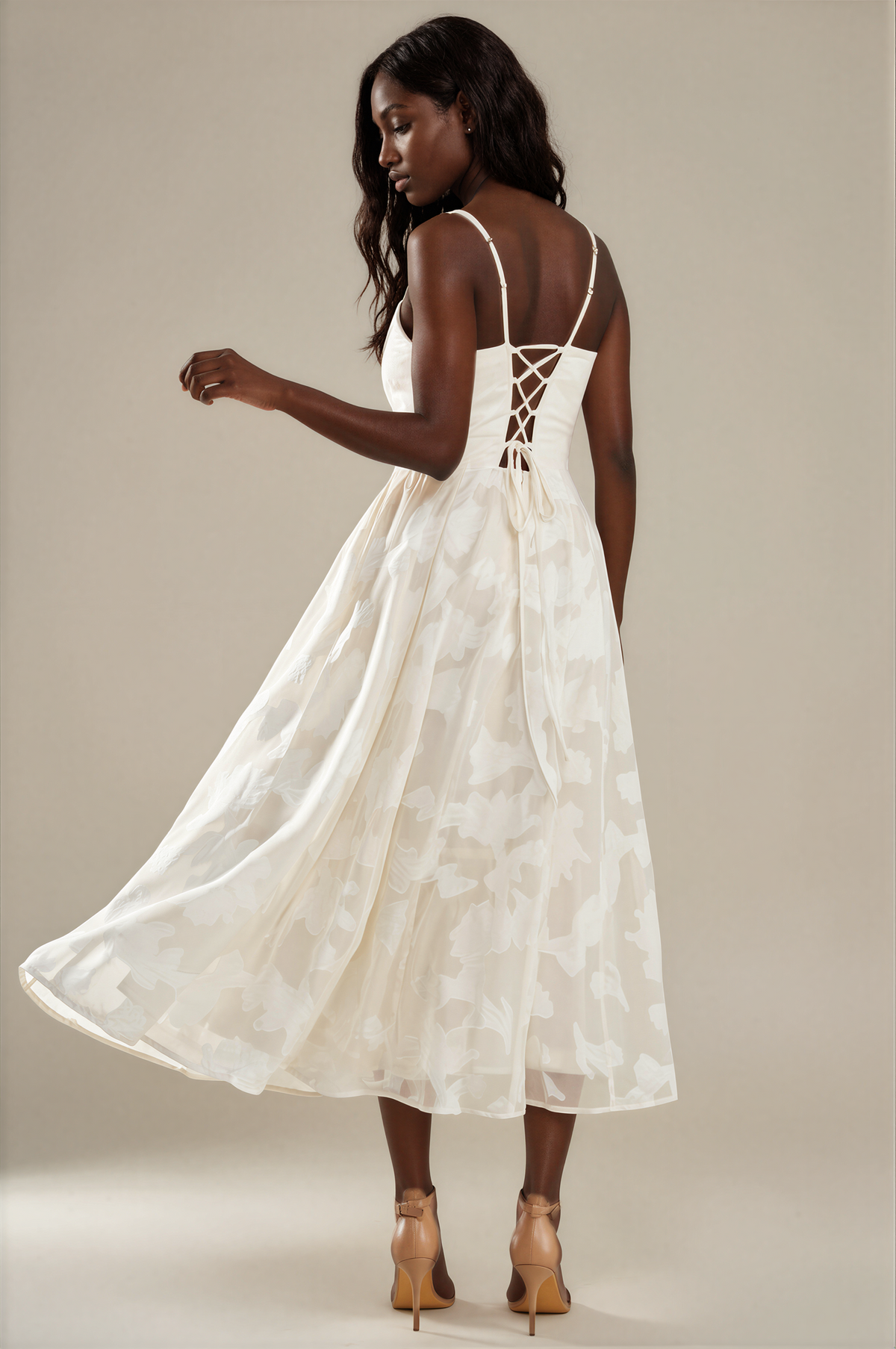 H3105 Floral Jacquard Midi Dress