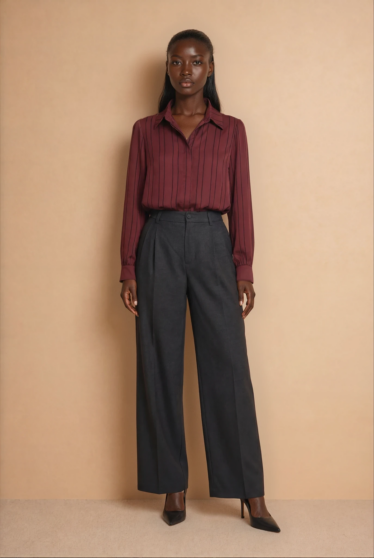 GG2065 Burgundy Satin Top