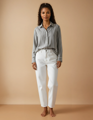 GG2007 Khaki Stripe Casual Blouse