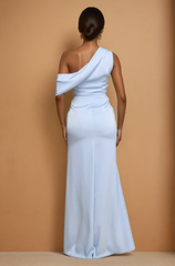 GG4102 Satin Off Slate Maxi Gown