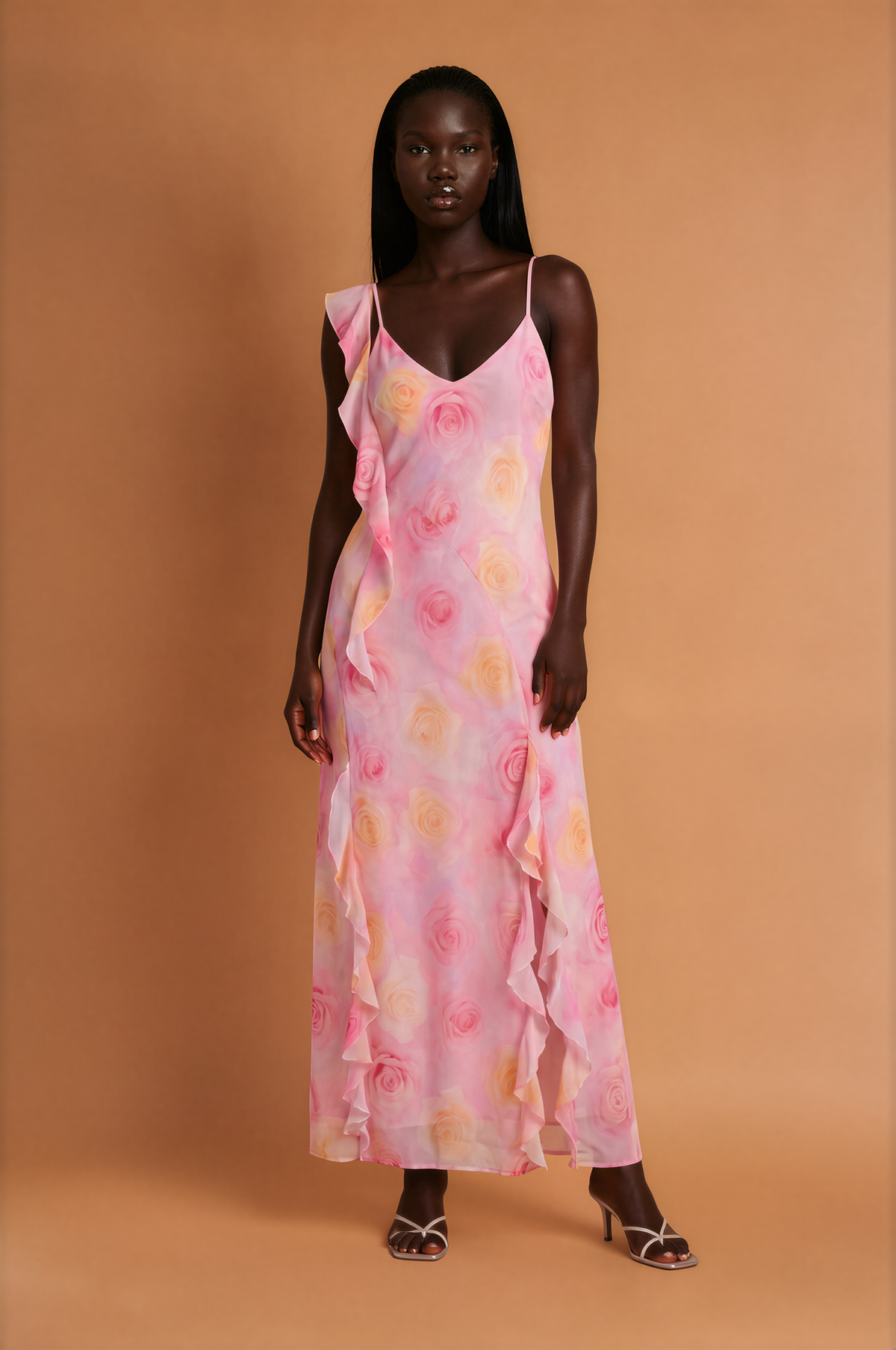 H2013 Rose Print Midi Dress